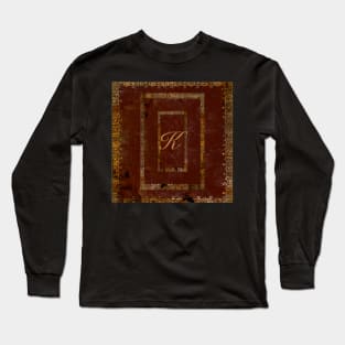 Distressed Leather Book Cover Design Initial K Long Sleeve T-Shirt